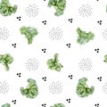 Watercolor ÃÂute seamless pattern vegeterian healthy food. Hand painted vegetable broccoli for kids. Eco food